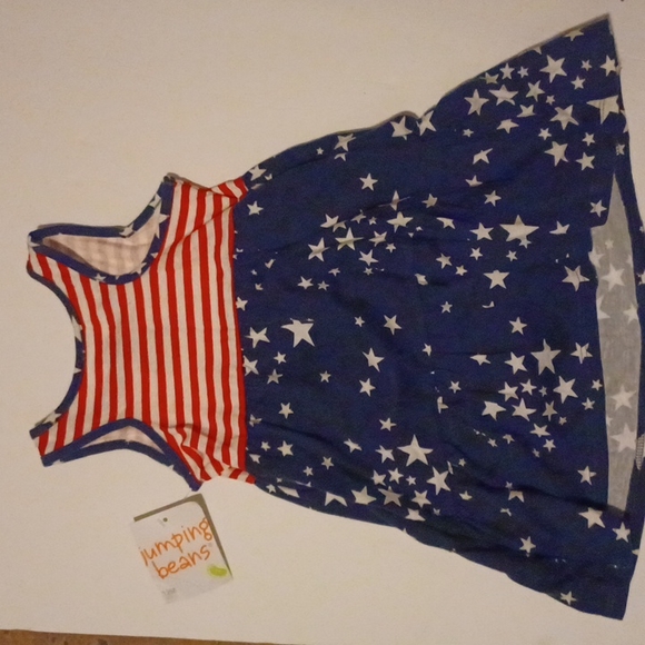 JUMPING BEANS ALL DAY PLAY DRESS 12 MONTHS RED, WHITE AND BLUE - Picture 6 of 8